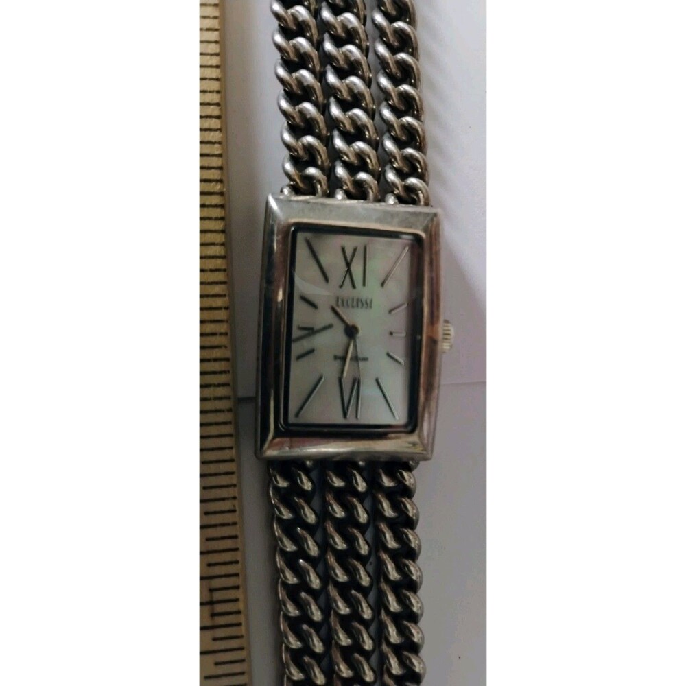 Ecclissi 33830 Sterling Silver 925 Triple Strand Chain Watch MOP Fresh Battery